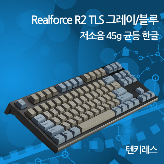 Realforce R2 TLS 그레이/블루 저소음 45g 균등 한글(텐키레스)